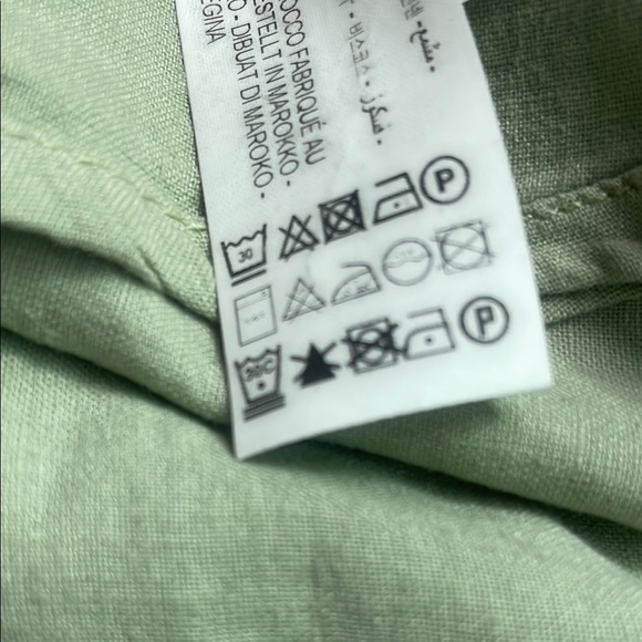 NWT ZARA Sage Green Short Sleeve Linen Blend Shirt Size XS - Picture 8 of 8